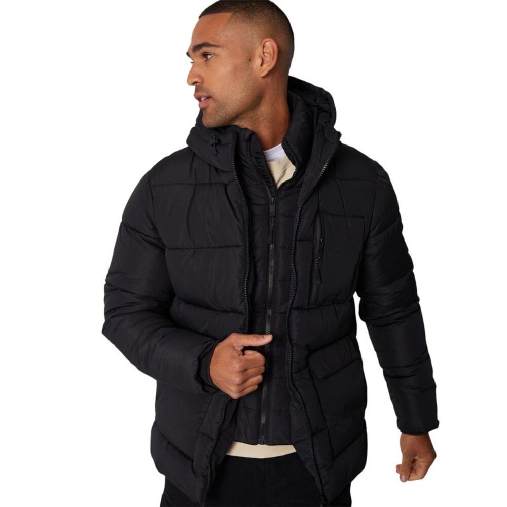 Threadbare Mens Charleston Quilted Puffer Jacket / Black